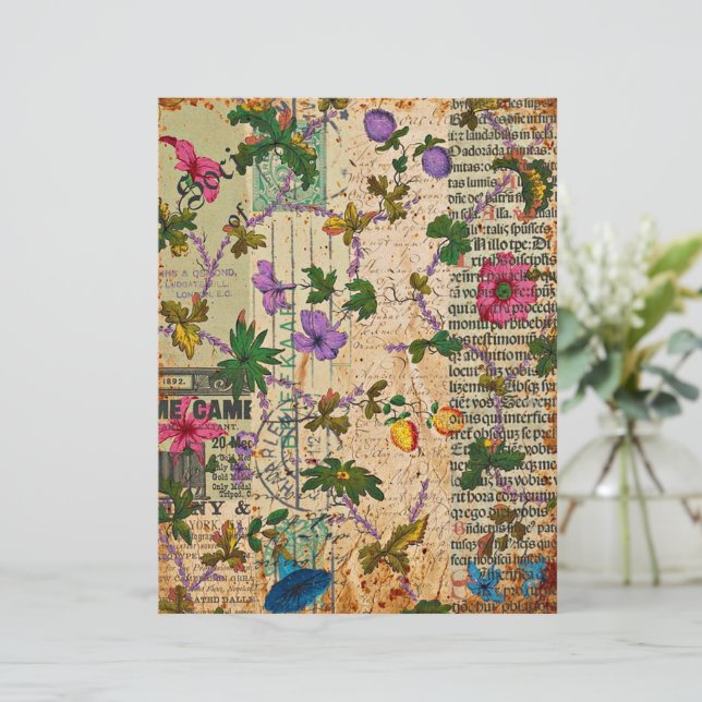 Oude bloemen op krant (Staand voorkant)