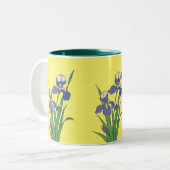 Oude bloemen, paarse lente tuin iris bloemen tweekleurige koffiemok (Voorkant links)