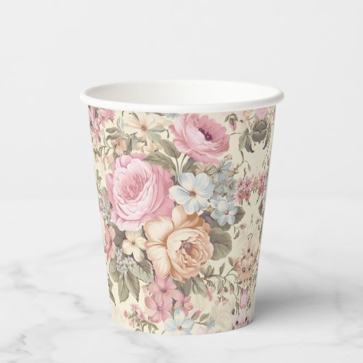 Oude Bloemen Papieren Bekers (Achterkant)