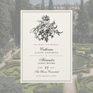 Oude Bloemen Romantische Bloemige Crème Kleur Brui Save The Date
