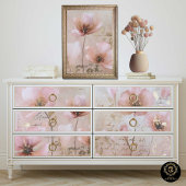 Oude Bloemen Roze en Goud Decoupage Tissuepapier
