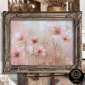 Oude Bloemen Roze en Goud Decoupage Tissuepapier