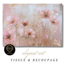 Oude Bloemen Roze en Goud Decoupage