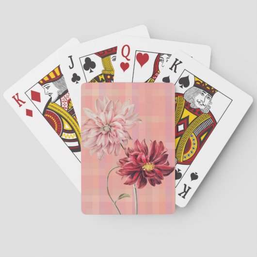 Oude Bloemen Roze Speelkaarten (Achterkant)