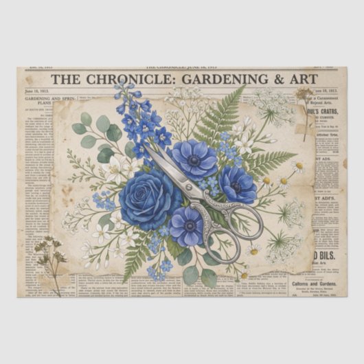 Oude Bloemen & Scharen Collage Vloeipapier Tissuepapier (Voorkant)
