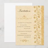 Oude Bloemen Uitnodiging Elegante Gouden Uitnodigi (Voorkant / Achterkant)
