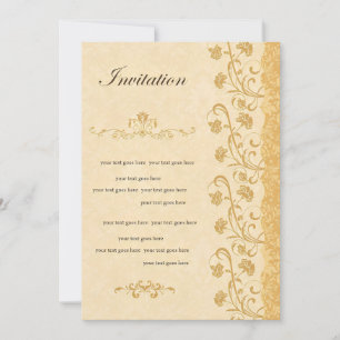 Oude Bloemen Uitnodiging Elegante Gouden Uitnodigi