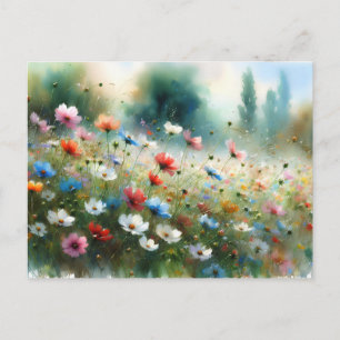 Oude Bloemen Veld Natuur Scene Briefkaart
