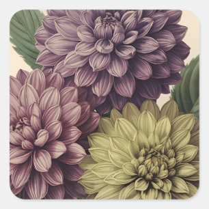 Oude Bloemen Vierkante Sticker