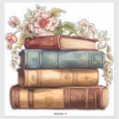 Oude Bloemenboeken Stapel Bruidsdouche 35 cm Decor Sticker (Vel)