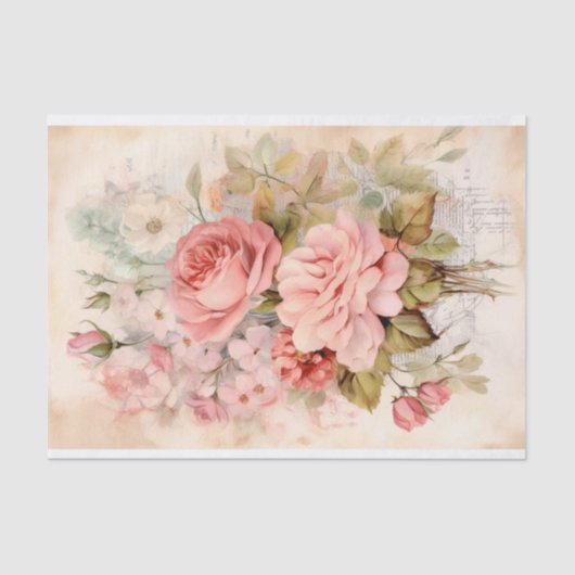 Oude Bloemenboeket met Rozen Tissuepapier (Voorkant)