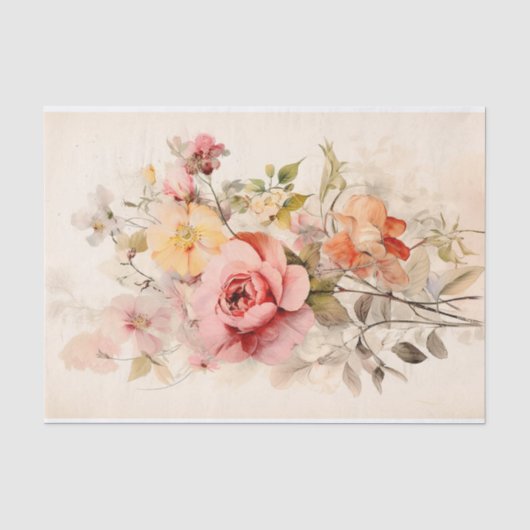 Oude Bloemenboeket met Rozen Tissuepapier (Voorkant)
