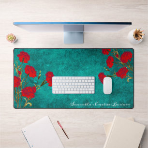 Oude Bloemendesign Rode Anjer Naam Toevoegen Teal Bureaumat