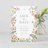 Oude bloemenfoto save the date (Staand voorkant)
