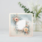 Oude bloemenframe Romantische achtergrond Kaart (Staand voorkant)