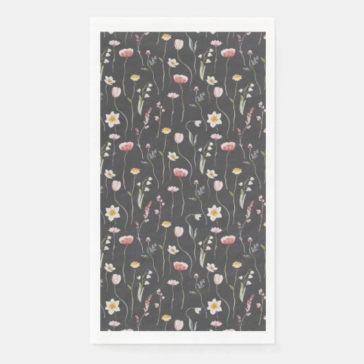 Oude bloemengastendoeken servet (Voorkant)