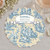 Oude bloemengele turquoise toile de jouy