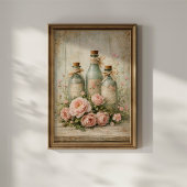 Oude bloemenglasflessen poster