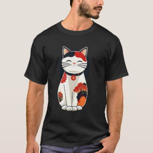 Oude bloemenkittengeliefhebber Japanse kunst cute T-shirt