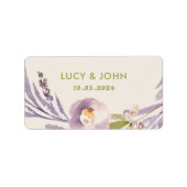 Oude bloemenkrans bruiloft lavendel seringen etiket (Voorkant)