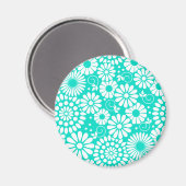 Oude bloemenmagnet in turquoise magneet (Voorkant / Achterkant)
