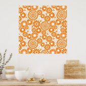 Oude bloemenposter met oranje kleur poster (Keuken)