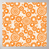 Oude bloemenposter met oranje kleur poster (Voorkant)