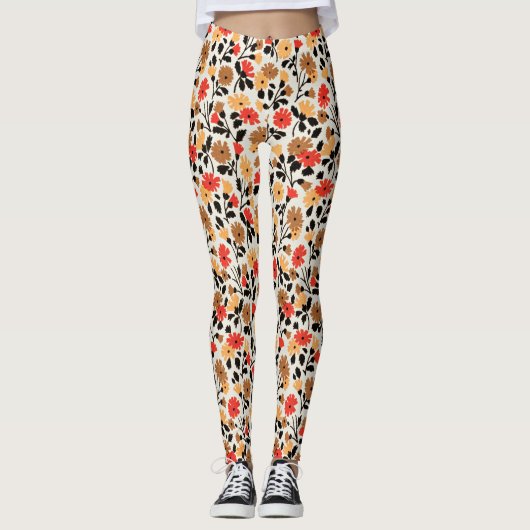 Oude bloemenschildering leggings (Voorkant)