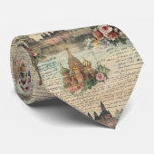 Oude bloemenschildering uit Moskou - met de hand g Stropdas (Opgerold)