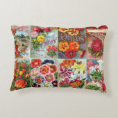 Oude bloemenzaadpakketten tuin collage decoratief kussen (Achterkant)
