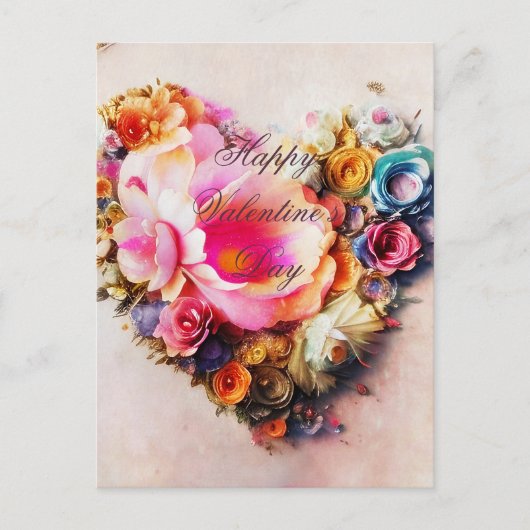 Oude bloemhart valentijn briefkaart (Voorkant)