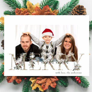 Oude bloemige alfabet KERST Mislukte foto Feestdagenkaart