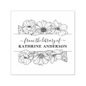 Oude Bloemige Bibliotheekboek Elegant Schrift Zelfinktende Stempel (Design)