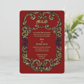 Oude Bloemige Blad 1913 Rand Bruiloft Kaart (Staand voorkant)