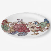 Oude bloemige cocktail servetten met munt papieren bordje (Gekanteld)