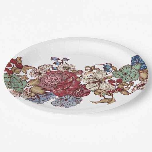 Oude bloemige cocktail servetten met munt papieren bordje (Gekanteld)