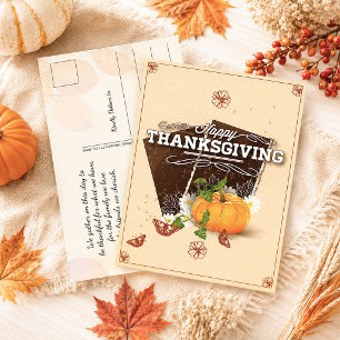 Oude Bloemige Gelukkig Thanksgiving Pompoen Herfst Briefkaart