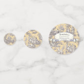 Oude bloemige grijze gele toile de jouy confetti (Achterkanten)