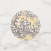 Oude bloemige grijze gele toile de jouy confetti (Kleine voorkant)