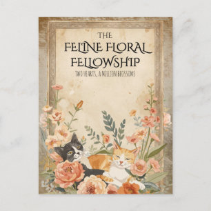 Oude Bloemige Katachtige Cottagecore Botanische Ku Briefkaart