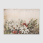 Oude Bloemige Kerst Winter Ephemera Verouderd Tissuepapier (Voorkant)