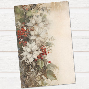 Oude Bloemige Kerst Winter Ephemera Verouderd Tissuepapier