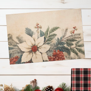 Oude Bloemige Kerstmis Winter Leeftijden Afgeleid Tissuepapier