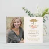 Oude Bloemige Medische Afstudeerceremonie Aankondiging (Staand voorkant)