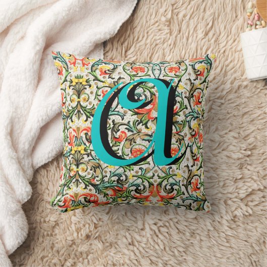 Oude bloemige monogramkussen kussen (Deken)