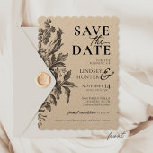 Oude Bloemige Rustieke Kraft Aangepaste Foto Bruil Save The Date