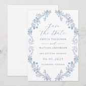 Oude Bloemige Trouw Save The Date (Voorkant / Achterkant)