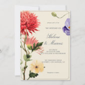 Oude Bloemige Trouw Uitnodiging Elegante Botanica (Voorkant)