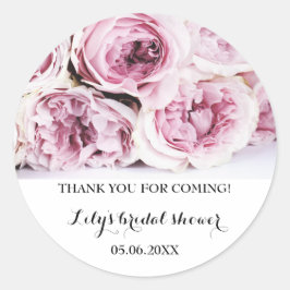 Oude bloemige trouwfeest Dank je wel Roze rozen Ronde Sticker