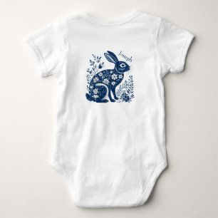 Oude Bloemige Victoriaanse Navy Blauwe Paashaas Romper